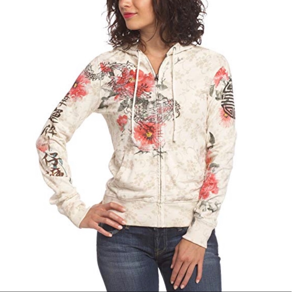 🐲Lucky Brand stencil dragon hoodie size M